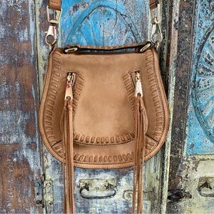 Designer Tan Leather Crossbody Shoulder Bag by Rebecca Minkoff Small